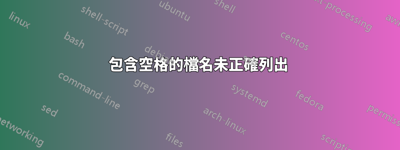 包含空格的檔名未正確列出