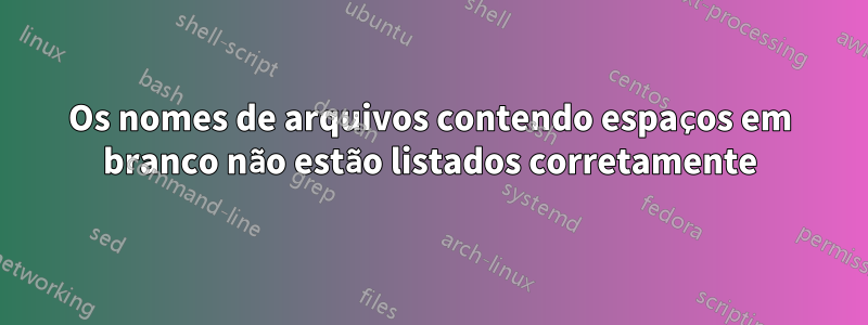 Os nomes de arquivos contendo espaços em branco não estão listados corretamente