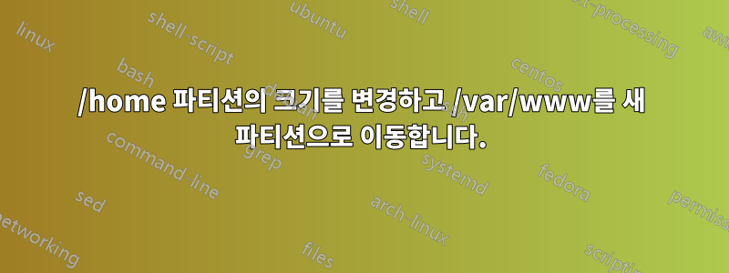 /home 파티션의 크기를 변경하고 /var/www를 새 파티션으로 이동합니다.