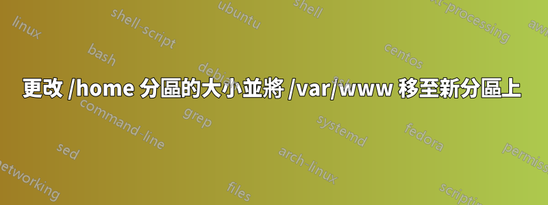 更改 /home 分區的大小並將 /var/www 移至新分區上