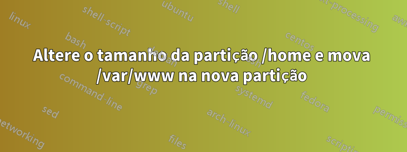Altere o tamanho da partição /home e mova /var/www na nova partição