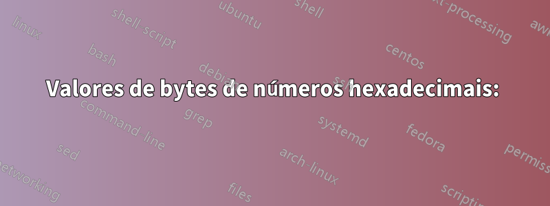 Valores de bytes de números hexadecimais: