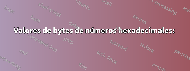 Valores de bytes de números hexadecimales:
