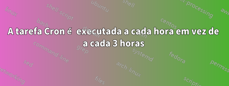 A tarefa Cron é executada a cada hora em vez de a cada 3 horas