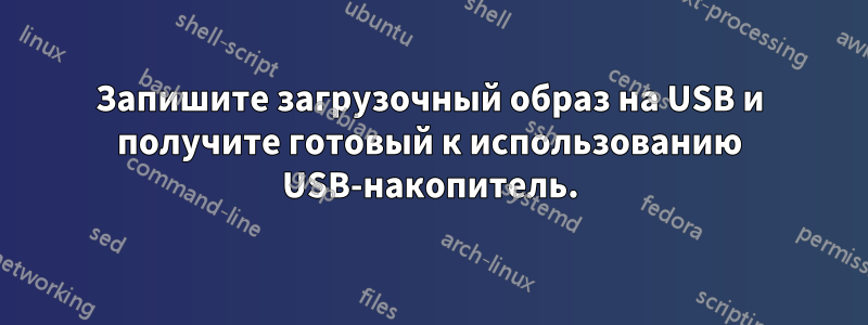 Запишите загрузочный образ на USB и получите готовый к использованию USB-накопитель.