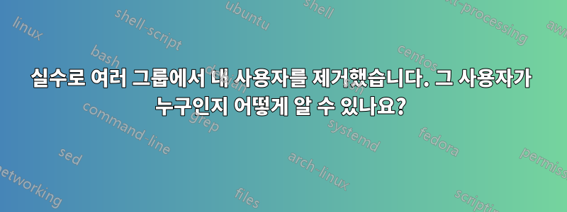 실수로 여러 그룹에서 내 사용자를 제거했습니다. 그 사용자가 누구인지 어떻게 알 수 있나요?