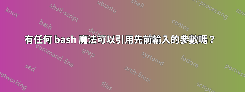 有任何 bash 魔法可以引用先前輸入的參數嗎？ 