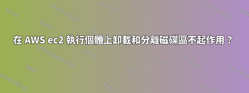 在 AWS ec2 執行個體上卸載和分離磁碟區不起作用？