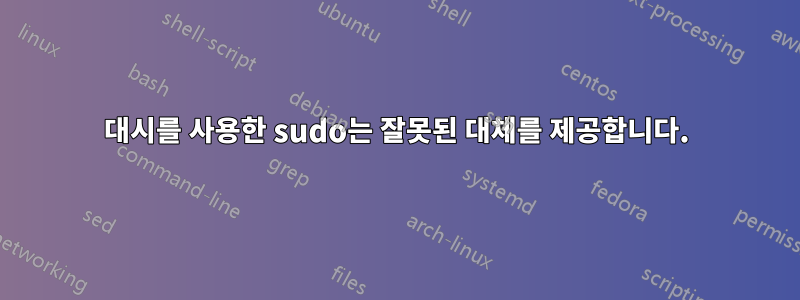 대시를 사용한 sudo는 잘못된 대체를 제공합니다.