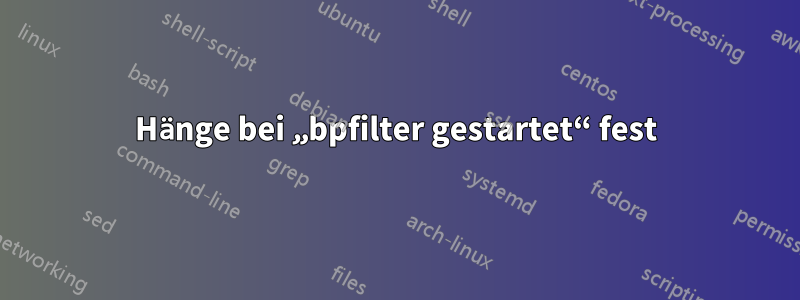 Hänge bei „bpfilter gestartet“ fest