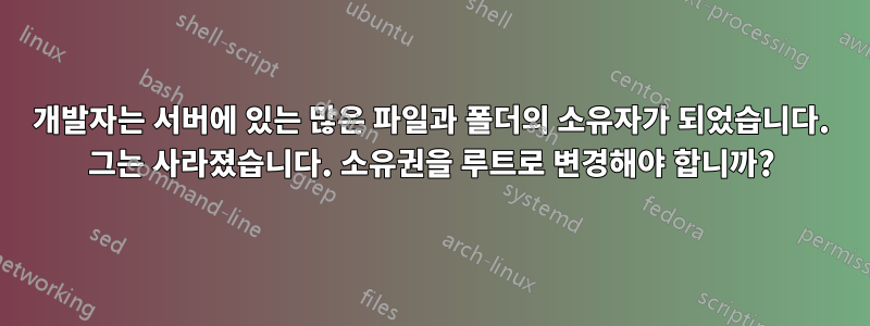 개발자는 서버에 있는 많은 파일과 폴더의 소유자가 되었습니다. 그는 사라졌습니다. 소유권을 루트로 변경해야 합니까?