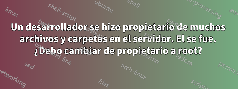 Un desarrollador se hizo propietario de muchos archivos y carpetas en el servidor. El se fue. ¿Debo cambiar de propietario a root?