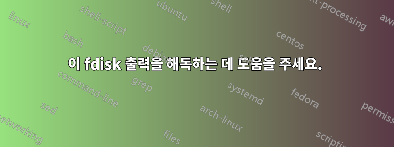 이 fdisk 출력을 해독하는 데 도움을 주세요.