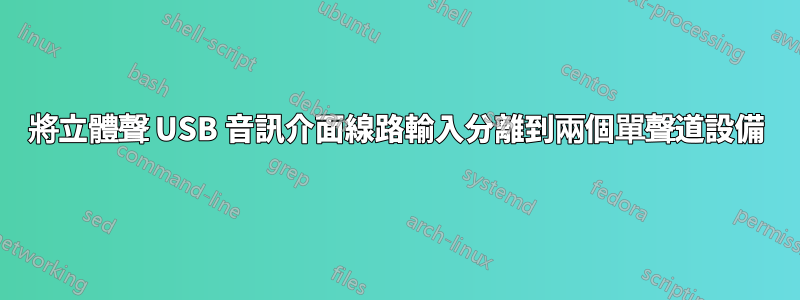 將立體聲 USB 音訊介面線路輸入分離到兩個單聲道設備