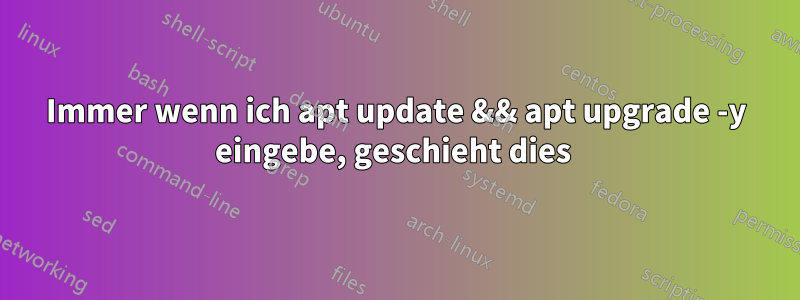 Immer wenn ich apt update && apt upgrade -y eingebe, geschieht dies 