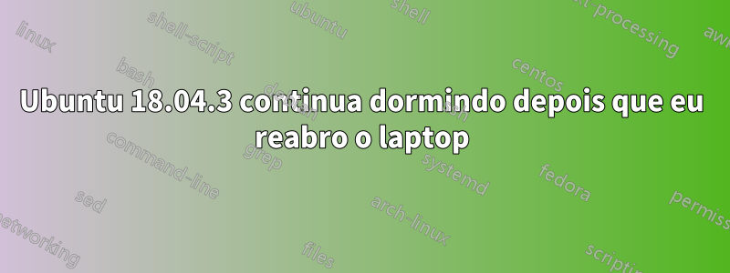 Ubuntu 18.04.3 continua dormindo depois que eu reabro o laptop