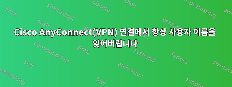 Cisco AnyConnect(VPN) 연결에서 항상 사용자 이름을 잊어버립니다