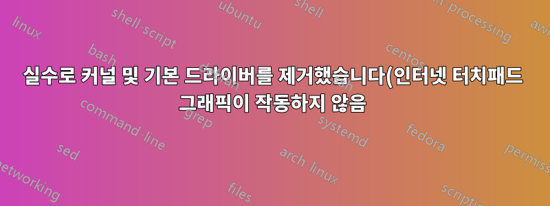 실수로 커널 및 기본 드라이버를 제거했습니다(인터넷 터치패드 그래픽이 작동하지 않음).