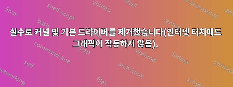 실수로 커널 및 기본 드라이버를 제거했습니다(인터넷 터치패드 그래픽이 작동하지 않음).