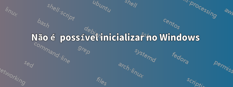 Não é possível inicializar no Windows