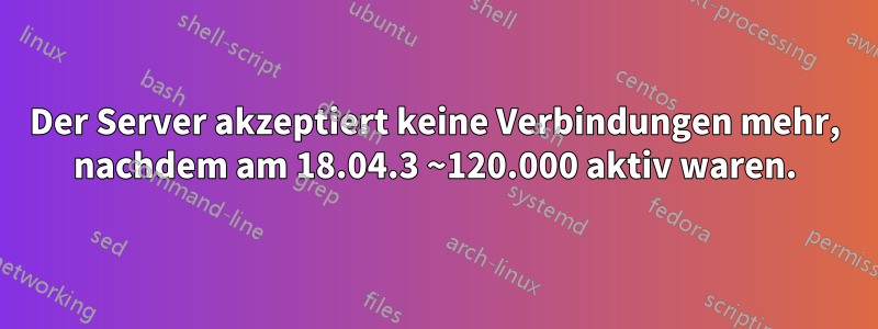 Der Server akzeptiert keine Verbindungen mehr, nachdem am 18.04.3 ~120.000 aktiv waren.