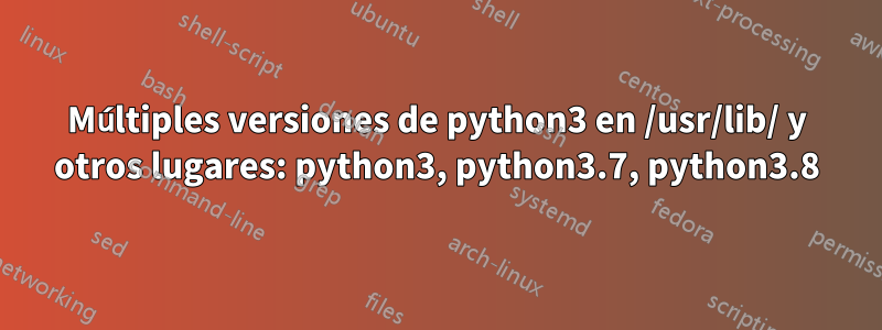 Múltiples versiones de python3 en /usr/lib/ y otros lugares: python3, python3.7, python3.8