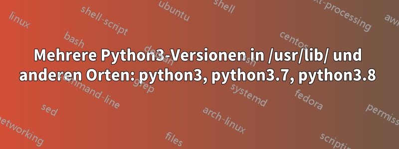 Mehrere Python3-Versionen in /usr/lib/ und anderen Orten: python3, python3.7, python3.8