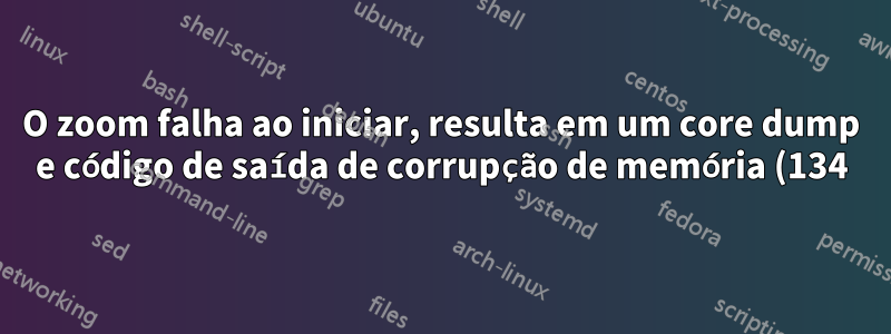 O zoom falha ao iniciar, resulta em um core dump e código de saída de corrupção de memória (134)
