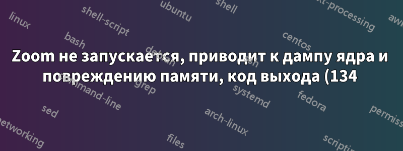 Zoom не запускается, приводит к дампу ядра и повреждению памяти, код выхода (134)