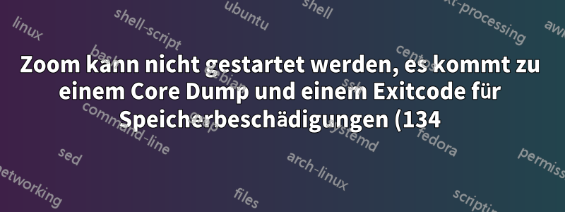 Zoom kann nicht gestartet werden, es kommt zu einem Core Dump und einem Exitcode für Speicherbeschädigungen (134)