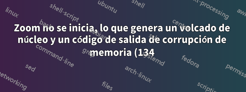 Zoom no se inicia, lo que genera un volcado de núcleo y un código de salida de corrupción de memoria (134)