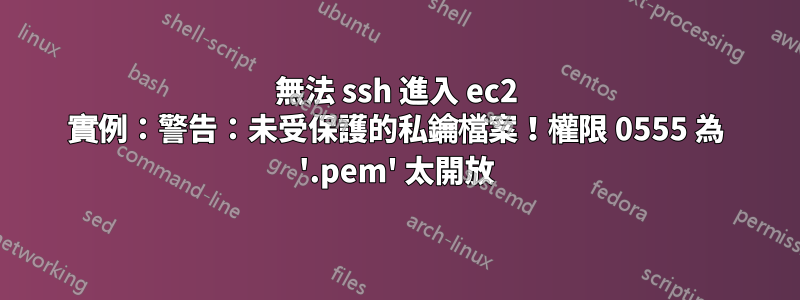 無法 ssh 進入 ec2 實例：警告：未受保護的私鑰檔案！權限 0555 為 '.pem' 太開放