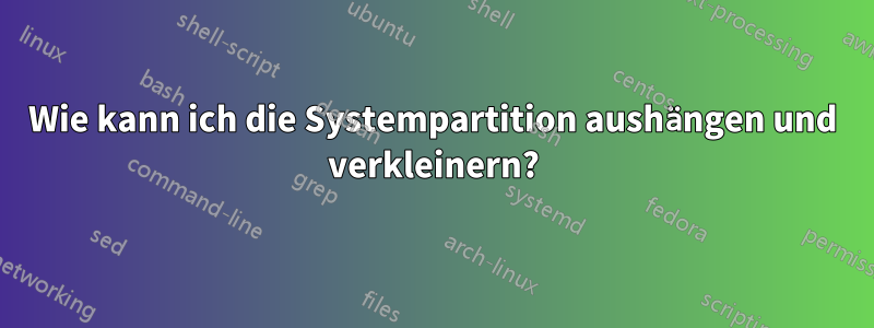 Wie kann ich die Systempartition aushängen und verkleinern?