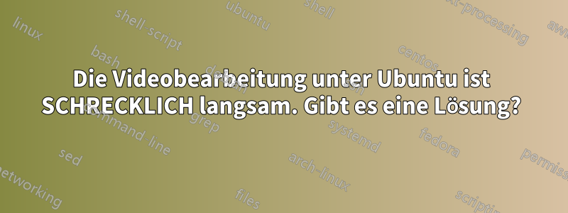 Die Videobearbeitung unter Ubuntu ist SCHRECKLICH langsam. Gibt es eine Lösung?