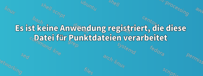 Es ist keine Anwendung registriert, die diese Datei für Punktdateien verarbeitet