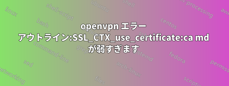 openvpn エラー アウトライン:SSL_CTX_use_certificate:ca md が弱すぎます