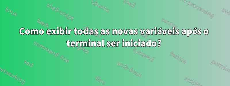 Como exibir todas as novas variáveis ​​após o terminal ser iniciado?