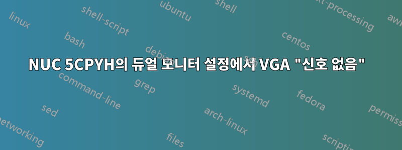 NUC 5CPYH의 듀얼 모니터 설정에서 VGA "신호 없음"