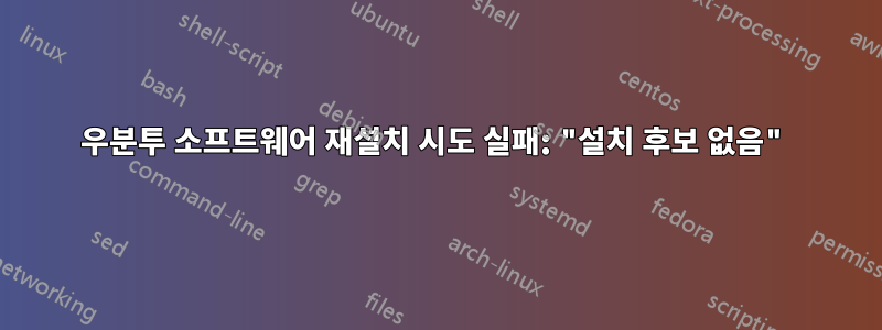 우분투 소프트웨어 재설치 시도 실패: "설치 후보 없음"