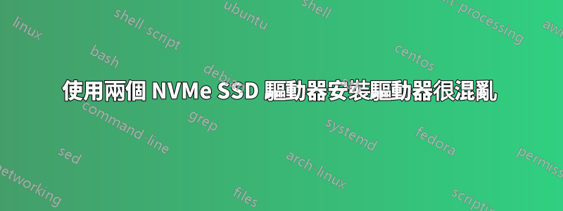 使用兩個 NVMe SSD 驅動器安裝驅動器很混亂