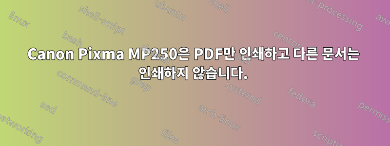 Canon Pixma MP250은 PDF만 인쇄하고 다른 문서는 인쇄하지 않습니다.