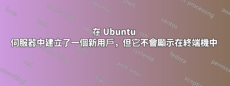 在 Ubuntu 伺服器中建立了一個新用戶，但它不會顯示在終端機中