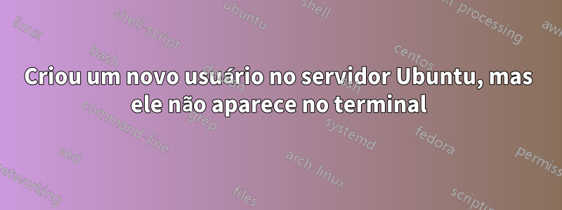 Criou um novo usuário no servidor Ubuntu, mas ele não aparece no terminal