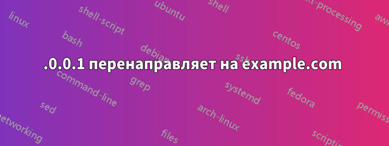 127.0.0.1 перенаправляет на example.com