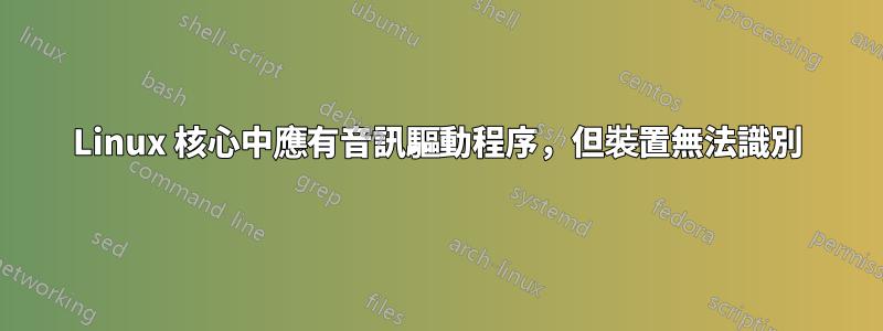 Linux 核心中應有音訊驅動程序，但裝置無法識別