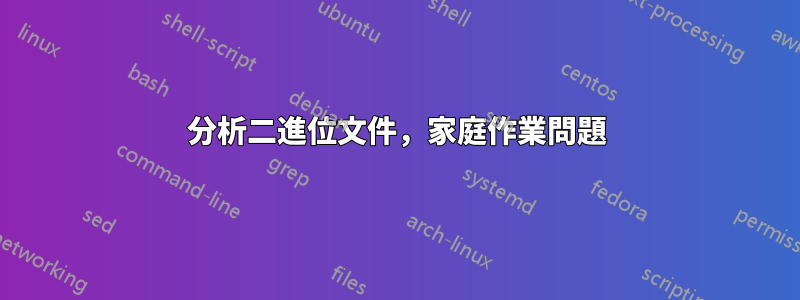 分析二進位文件，家庭作業問題