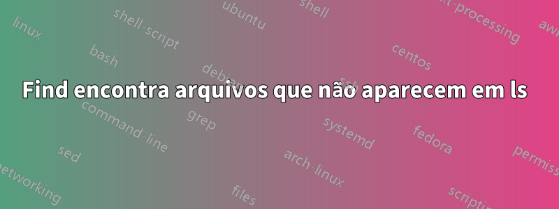 Find encontra arquivos que não aparecem em ls 