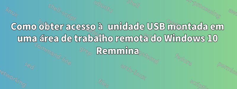 Como obter acesso à unidade USB montada em uma área de trabalho remota do Windows 10 Remmina