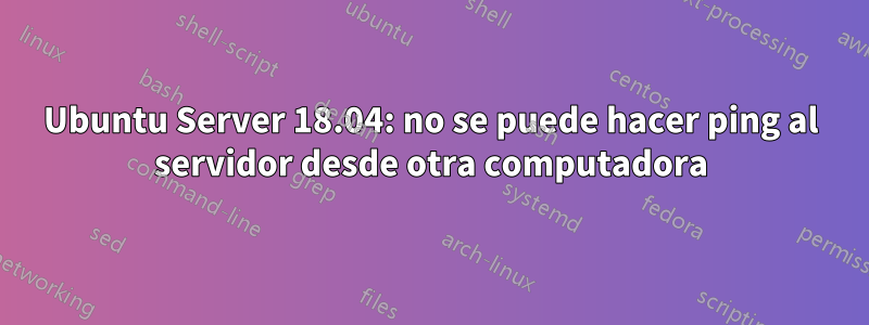 Ubuntu Server 18.04: no se puede hacer ping al servidor desde otra computadora