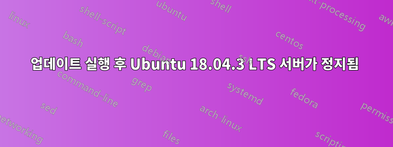 업데이트 실행 후 Ubuntu 18.04.3 LTS 서버가 정지됨